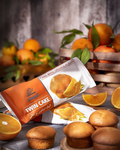 کیک دوقلو پرتقالی 60 گرمی (فروش عددی)
